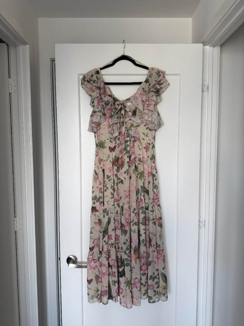 & Other Stories Floral Ruffle Tie-Back Dress Sz 8 - Picture 3 of 5